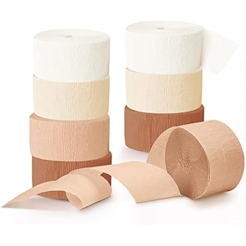 NICROHOME Wedding Party Decorations, 8 Rolls Ivory White Crepe Paper Streamers for Bridal Shower, Bachelorette, Birthday, Baby Shower, Party Ideas Decor, 82 ft Cover