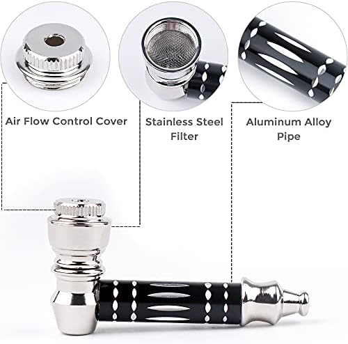 Mini Pipe Creative Detachable Metal Small Pipe, 2 Pack Portable Pocket Smoking Pipes with 50Pcs Stainless Steel Screen Filters & Pipe Scraper Cleaner Set