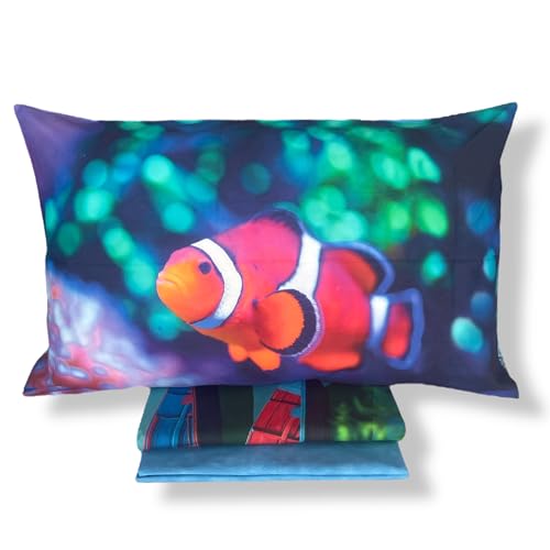 Bassetti Completo Lenzuola Letto Matrimoniale – 100% Cotone Made in Italy – Stampa Digitale – Lenzuolo Sopra 240x280 cm, Lenzuolo con Angoli 175x200 cm, 2 Federe Double Face 50x80 cm (5 Boats)