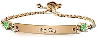 howson london Personalised Birthstone Bracelets Engraved Bar Bracelet for Her Birthstone Custom Gift Mothers Day Birthday Christmas Friendship Mum Daughter Bridesmaid 13th 18th 21st 30th