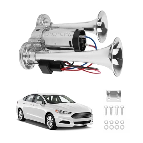 LNGJIN Buzina de ar super forte, 12 V para camiões, buzina de ar, buzina de ar, buzina de ar, buzina de ar de tubo duplo, buzina de ar, buzina de carro, camião, buzina de tubo duplo