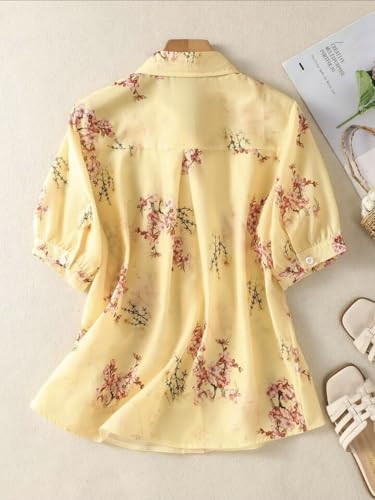 Image of Gufrina Womens Casual Button Down Shirt with Abstract Floral Print in Blush Pink Color, Long Sleeves and Relaxed Fit Design
