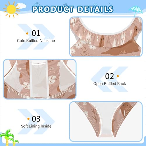 Traje de baño para niñas color marrón de verano bañador infantil con volantes 3-6 años 5
