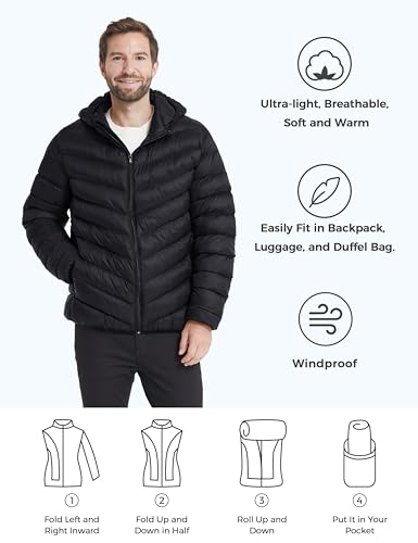 ZSHOW Men's Packable Puffer Jacket Hooded Lightweight Winter Coat for Travel Outdoor Hiking4