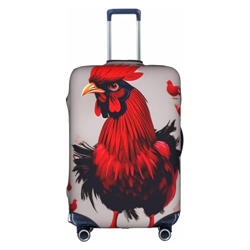Housse de protection pour valise XL motif poulet imperméable rouge et blanc