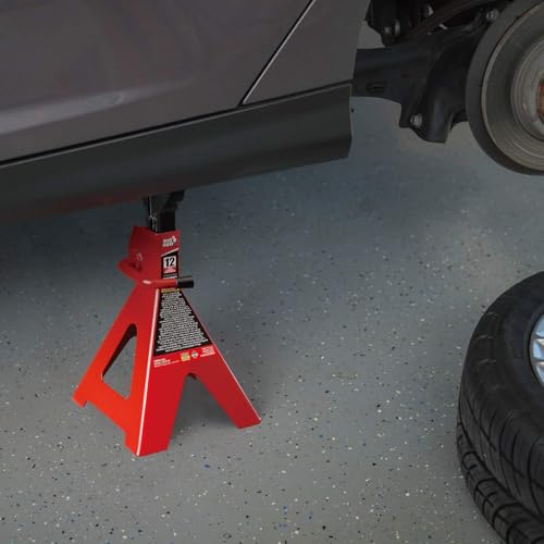 Image of Big RED 12 Ton Jack Stands with Lock Adjustable Height to 28.15'',Heavy-Duty Car Jack Stands Fit for Cars, SUVs, and Most Automobiles, Red, 2 Pack