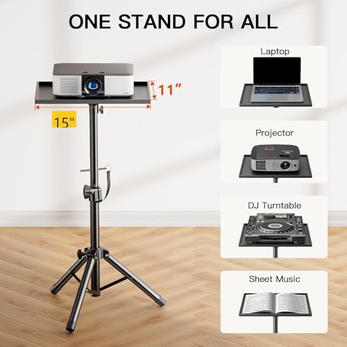 Image of Tripod Stand for Projector, Laptop, Speaker, height adjustable from 42 Inch - 72 Inch for Office, Home, Stage, Studio, DJ Rack Holder Mount(Black)