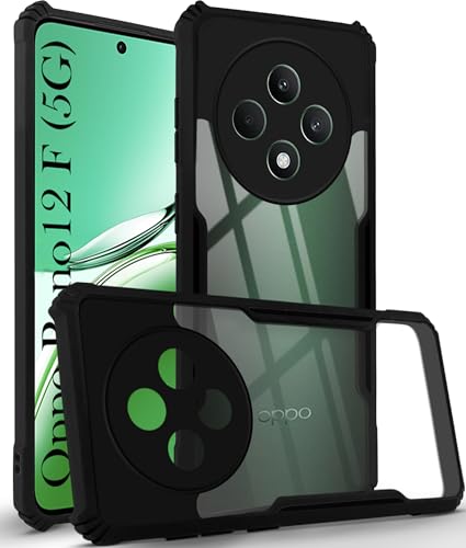Image of Jkobi Back Cover Case for Oppo Reno 12F 5G (Shockproof with Polycarbonate Clear Panel | Professional Black)