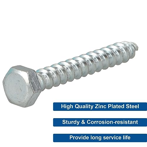 SENENQU 50pcs M8 x 60mm Coach Screws, Zinc Plated Hex Lag Bolts, Self-Tapping Wood Screws Coach Bolts for Wall Fixing Mounting - Image 3