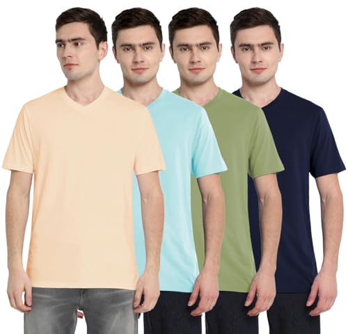 Image of Aventura Outfitters Men's V Neck 100% Cotton Regular Fit T-Shirt (Pack of 4)