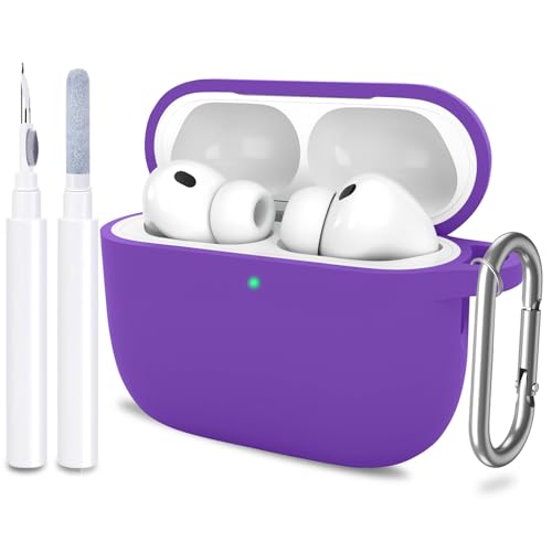 Coque AirPods Pro 3 en silicone haut de gamme violette avec kit nettoyage