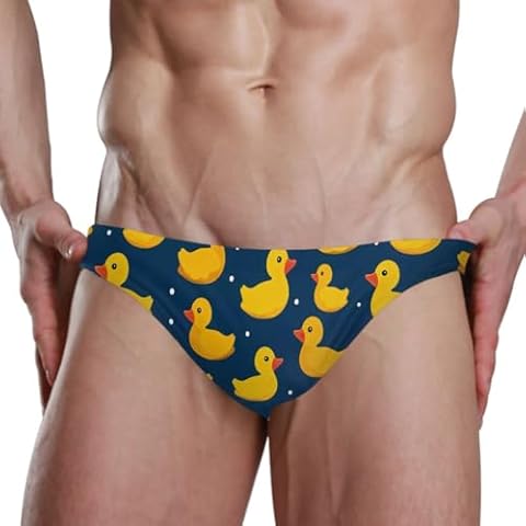 Chic Houses Men's Sexy Bikini Yellow Duck Swimsuit Swimwear Quick Dry Print Briefs XXXL 20324527 Cover