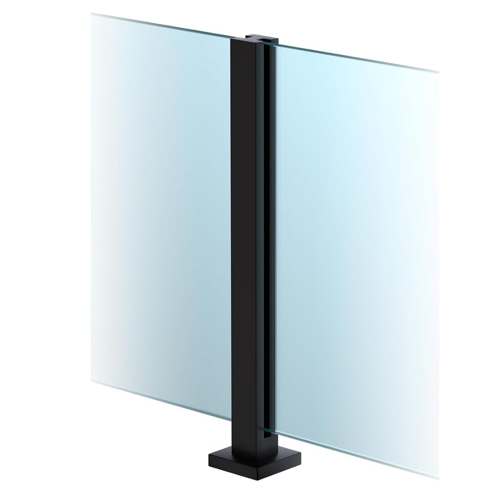 Universal 304 Stainless Steel Glass Railing Post - End, Middle & Corner Posts for 8-12mm Glass, Ideal for Stairs, Balcony, Deck & Pool Fence (33.5-42 Inch),Black~mid Post,85cm