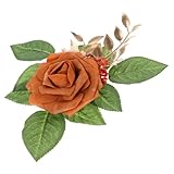 Tonalità arancione vibrante: la ricca tonalità arancione aggiunge un tocco di calore e fascino, adatta per creare un'atmosfera accogliente e invitante, bouquet da sposa autunnale, corsage di fiori di rosa artificiali