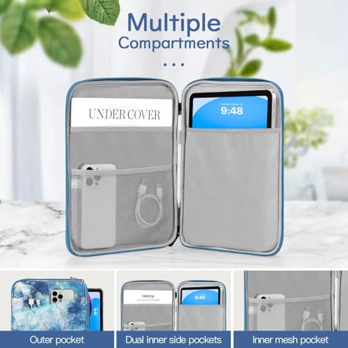 Image of Dadanism 9-11 inch Tablet Sleeve Bag Carrying Case for iPad (A16) 11th Gen 11 inch, iPad 10th Gen 10.9 inch Air 5 /4, iPad Air M4 /Pro 11 inch, iPad 9 /8 /7th, Galaxy Tab A11+ Plus 11 inch, Remarkable 2 10.3 inch, Marble Blue