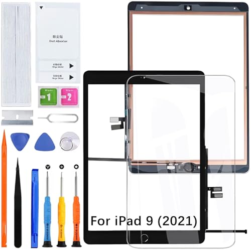 HLYGZX Touch Screen für iPad 9 2021 10.2 Zoll Digitizer Touchscreen für iPad 9th Gen A2603 A2604 Schwarz mit Home Button Reparatur Kit (Kein LCD)