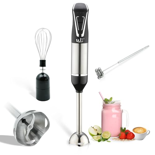 Weavelife 3-in-1 Cordless Hand Blender Set - One-Touch Control & Safety Lock, Immersion Blender with Whisk and Frother for Lattes, Desserts, Soups, Dishwasher-Safe