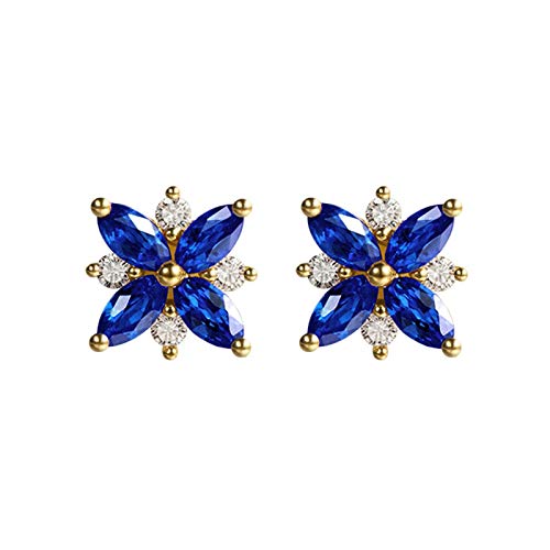 Daesar 18Ct Gold Earrings Women Earrings Stud Diamond 0.13Ct Flower Marquise Cut Sapphire Stud Earrings Gold #TOP6