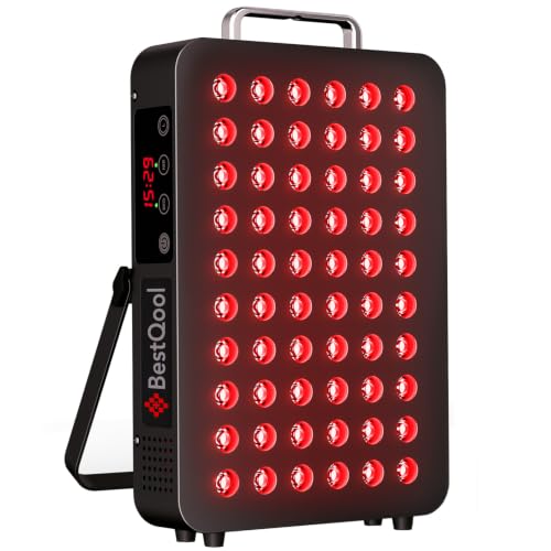 Image of BestQool Red Light Therapy Panel, 660nm & 850nm for Health Support, 105W | Dual Chip Elite Grade 60 LED, 3 Modes Red Light Therapy for Face and Body, Tabletop or Hanging Setup Red Infrared Light Panel