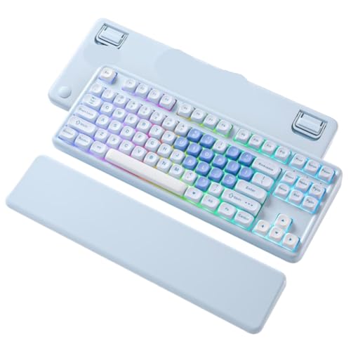 ���C�����X���J�j�J���L�[�{�[�h B87 QMK VIA �J�X�^�� RGB �Q�[�~���O�L�[�{�[�h���e���I Keeb ���X�g���X�g�ƌ݊���(Blue Heart)