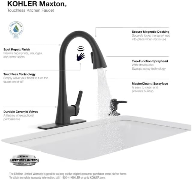 kohler Touchless Pull-Down Kitchen Faucet with Soap Dispenser