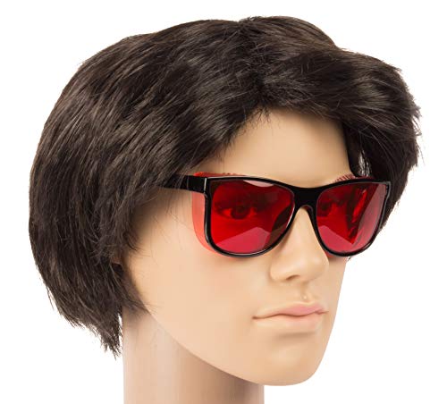 Image of NuVew UV Protected Rectangular Unisex Sunglasses with Foldable Side Shields - (Red Lens | Black-Red Frame | Medium Size | NW-SLD6B-29)
