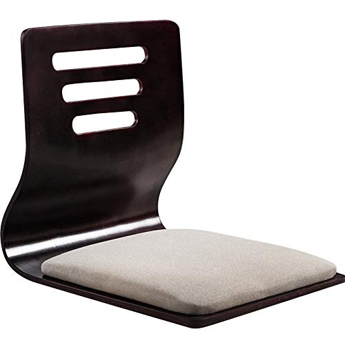 Souleden Game Chairs Living Room Chair Japanese Legless Chair Wooden Meditation Floor Chair Bay Window Backrest Chair Lazy Chair Cushion Floor Chair Lazy Sofa Three-Hole Light Gray Cotton and Linen