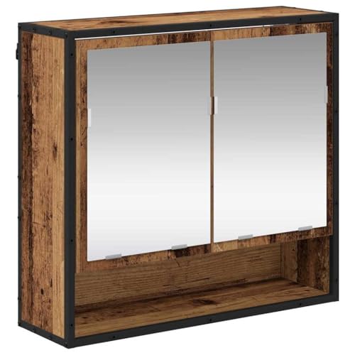 vidaXL Armadio a Specchio da Parete in Legno Vintage, Nero, 65 x 20 x 60 cm, con mensole Incluse, per Uso Interno, Facile da installare, Serve Solo Un cacciavite, Perfetto per riporre in Bagno, Stil