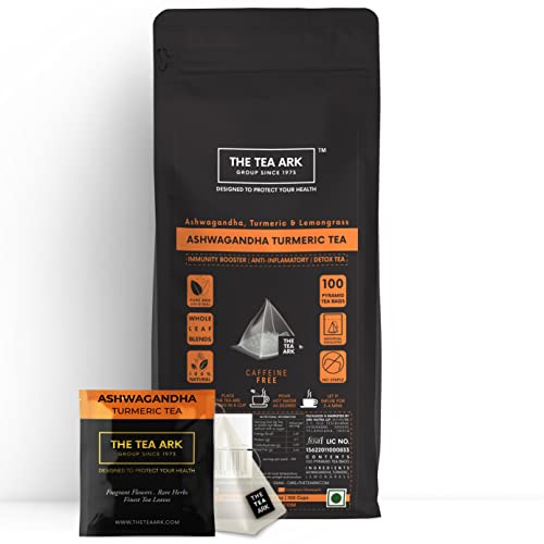 Image of The Tea Ark Ashwagandha, Turmeric & Lemongrass Tea, 100 Tea Bags Pcs, Herbal Tea Immunity Boosters for Adults, Body Detox, Organic Certified Ingredients