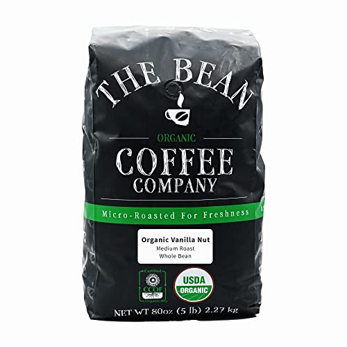 The Bean Coffee Company Organic Vanilla Nut, Medium Roast, Whole Bean, 5-Pound Bag #TOP25