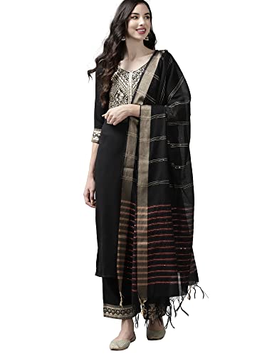 INDO ERA Womens Cotton Blend Yoke Design Straight Kurta Palazzo With Dupatta Set(Black_KD4BK4024_XX-Large) (B09N3ZBYQS) Amazon Price History, Amazon Price Tracker