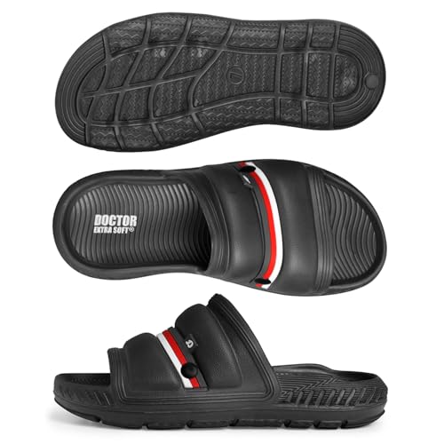 Image of DOCTOR EXTRA SOFT Men's Classic Ultra Soft Sliders /Slippers with Cushion FootBed for Adult | Comfortable & Light Weight | Stylish & Anti-Skid | Waterproof & Everyday Flip Flops for Gents /Boys D-527