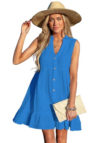 Image of CUPSHE Women Swimsuit Coverup 100% Cotton Ruffle Hem Beach Cover Up Dresses