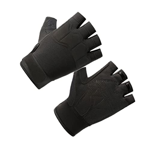 NOLITOY 1 Pair Nonskid Half Finger Sports Gloves for Men Breathable Cycling Fitness Gym Gloves with Shockproof Palm Pad Comfortable Design for Road Biking Black Style