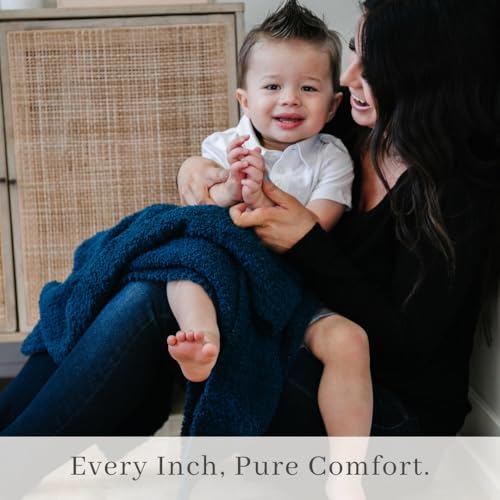 Image of SARANONI Bamboni Luxury Baby Blanket | Cozy & Soft Plush Receiving Blankets | Perfect for Girls & Infant Baby Boy Blankets | Nautical Blue - 30 inch x 40 inch