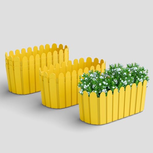 Image of YUCCABE ITALIA SHERA Fence-TRA 14 INCH Plastic Flower Pot Suitable for Inddor Outdoor Kitchen Garden