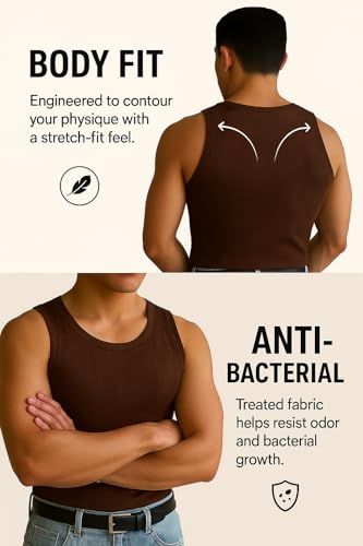 Image of Rockwell Men's Premium Cotton Vest - Sleeveless Gym Undershirt | Breathable, Stretchable & Skin-Friendly Innerwear for Everyday Comfort | Pack of 2 |301