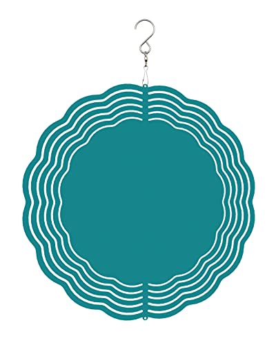 Image of Teamery Wind Spinner for Yard and Garden Large Hanging Wind Spinner 3D Stainless Steel Metal Wind Sculptures & Spinners for Indoor Outdoor Garden Decoration Solid Color Teal 8 Inch, 20240422-SCA