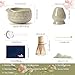 Buucup Matcha Whisk Set, Ceramic Matcha Kit Set Includes Matcha Bowl, Matcha Whisk and Holder, Bamboo Scoop, Scoop Rest, Sifter and Tea Towel - 7 Pcs Matcha Kit for Matcha Lovers (Mottled Green)