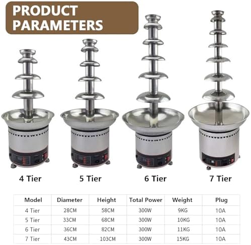 7-Tier Large Capacity Chocolate Fountain Machine - Electric Fondue Fountain for Weddings & Parties, Heated Melting Chocolate Waterfall, Perfect Dessert Buffet Display