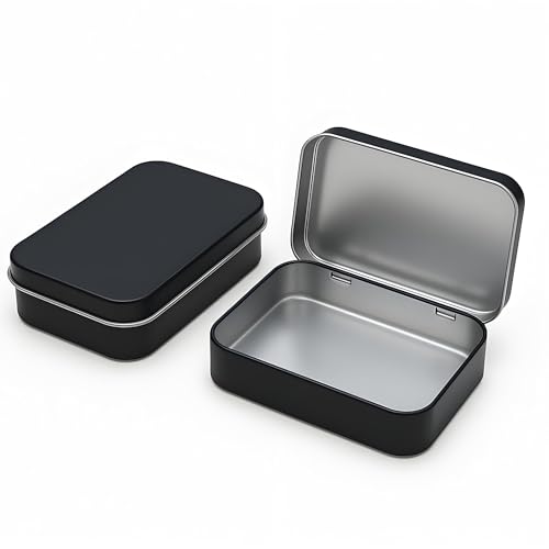 Forever Bene Tin Box-2 Pcs Small Metal Storage Containers for Beads,Jewelry,Crafts,Zyn,Mint Candy,Small Items,gift card tins,Stackable,DIY,Self Adhesive Label,Metal Tins with Lids,Biscuit jar,Gift Box