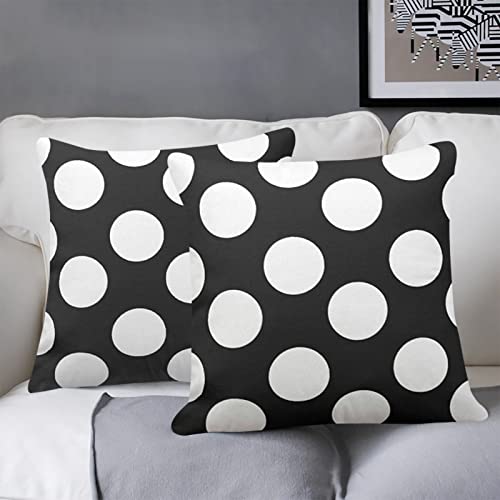 Spxubz Black And White Large Polka Dot Accent Poke Dots Throw Pillow Cover Decorative Home Decor Nice Gift Square Indoor/Outdoor Pillowcase Size: 18X18 Inch Two Sides Print #TOP3
