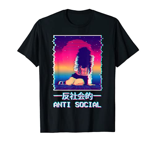 Antisocial Emo Anime Girl Lofi Synthwave Vaporwave Aesthetic T-Shirt