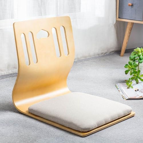Silla japonesa de madera para meditación, para TV y lectura, cómodo asiento de lectura con ventana de bahía
