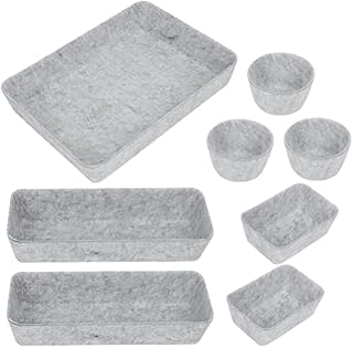 4 Sizes 8 PCS Felt Drawer Organizer Trays, Versatile Cosmetic Makeup Drawer Dividers, Integrated Drawer Wardrobe Organizers, Washable Storage Bins Trays - GrayWashale Desk Drawer Organiser Trays