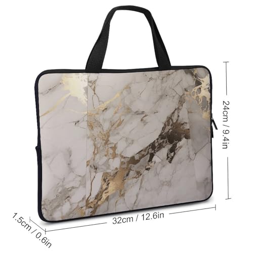Bolso de hombro para laptop con diseño mármol dorado miniatura 3