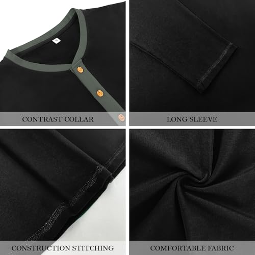 image for PEGENO Men's Fashion Casual Front Placket Long Sleeve Henley T-Shirts 