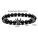 SEVENSTONE 8mm Crown King Charm Bracelet for Men Women Black Matte Onyx Stone Beads