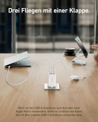 Anker Nano 65W USB C Ladegerät, 3-Port PPS Schnellladegerät, iPad Ladegerät – Ansicht 3