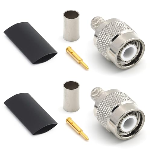 RANGEFUL Conector TNC macho para cable coaxial LMR240 LMR 240 RG59U RG8X RG 8X niquelado (paquete de 2)